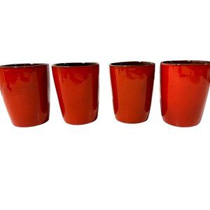 Set of 5 Frankoma 5LC Orange Glazed Mug Glasses 3.5" Cappuccino | Tea | Bohemian